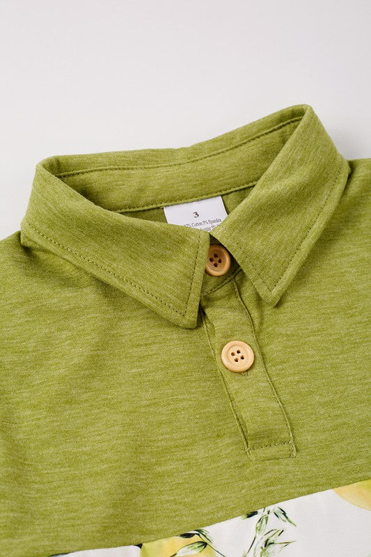 Lemon print stripe boy top