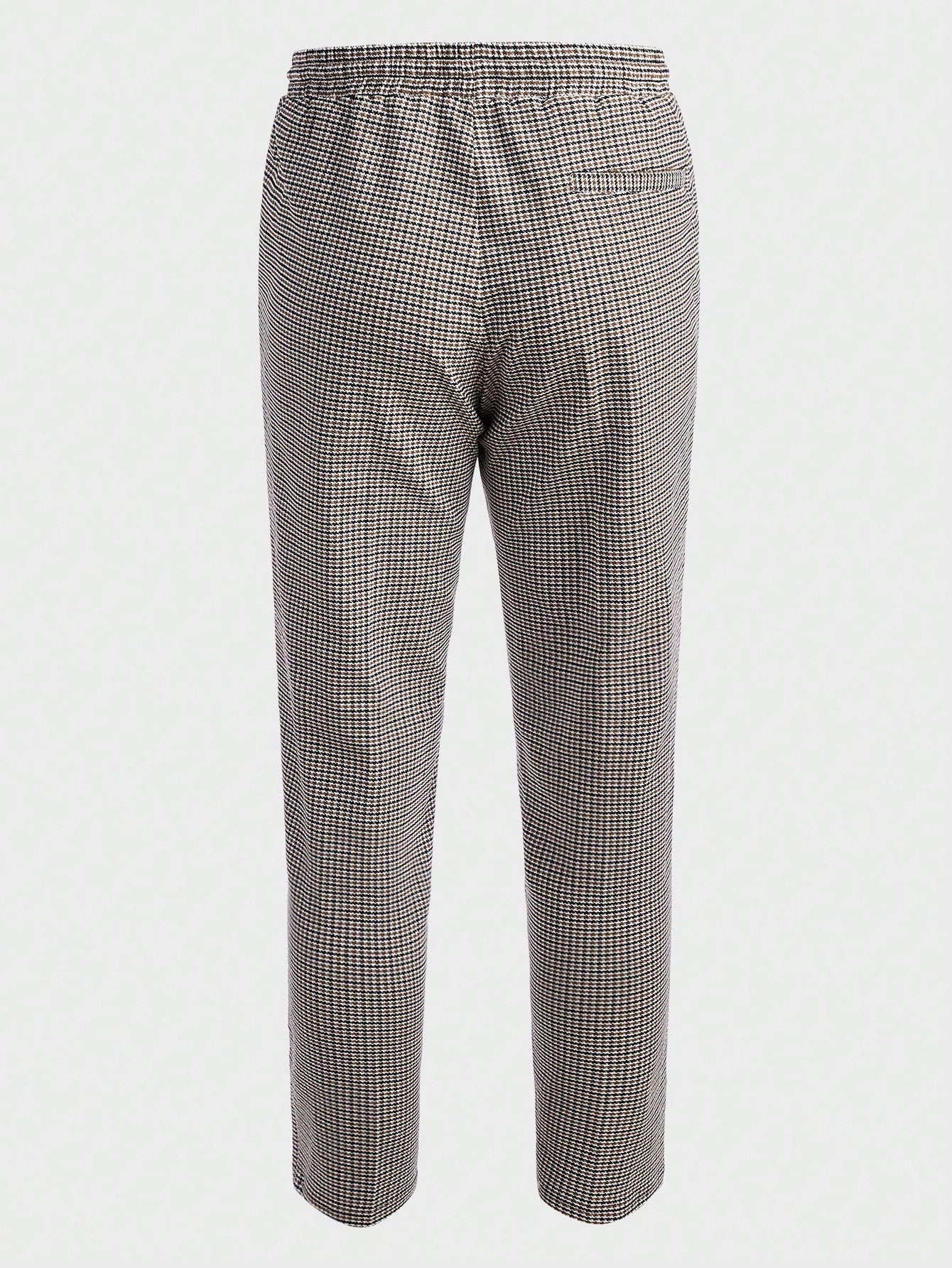 Men Plaid Print Shirt Drawstring Waist Pants