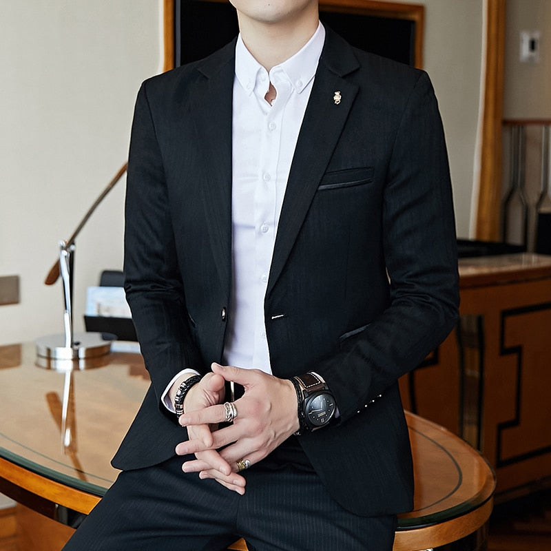 Striped Blazer Mens Slim Fit Masculino