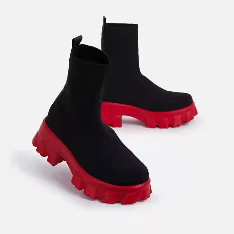 Mid-Calf Casual Platform Knitted Boots