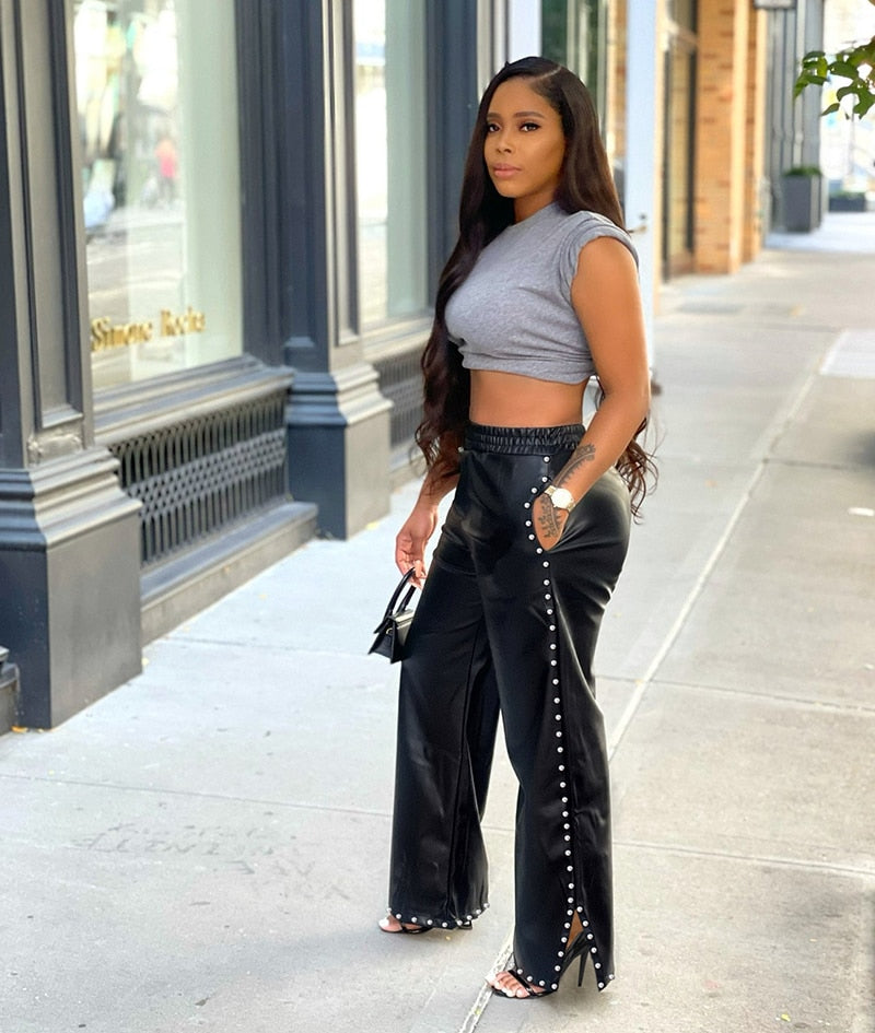 High Waist Buttoned Trousers