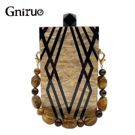 Geometry Splice Print Evening Clutch Bag