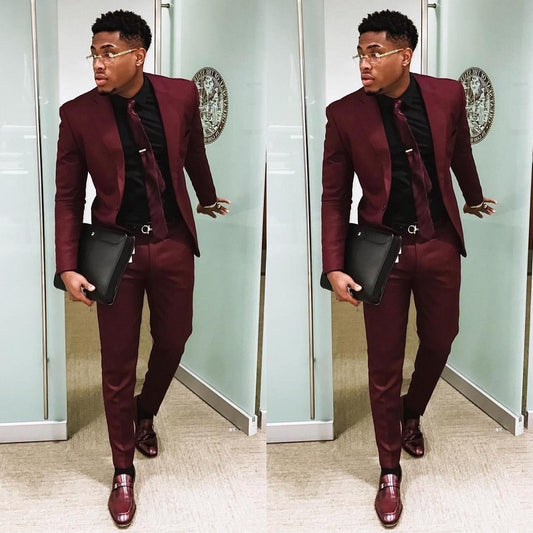 Grape Two Pieces Men Suits Slim Fit