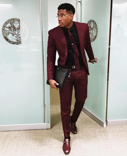 Grape Two Pieces Men Suits Slim Fit