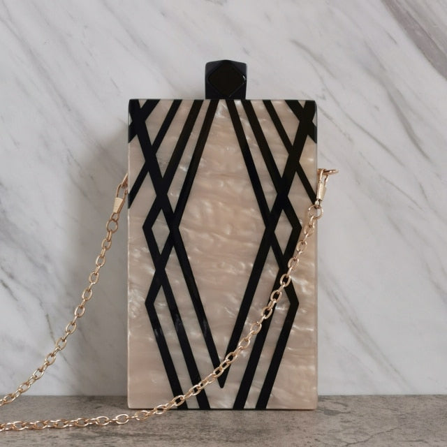 Geometry Splice Print Evening Clutch Bag