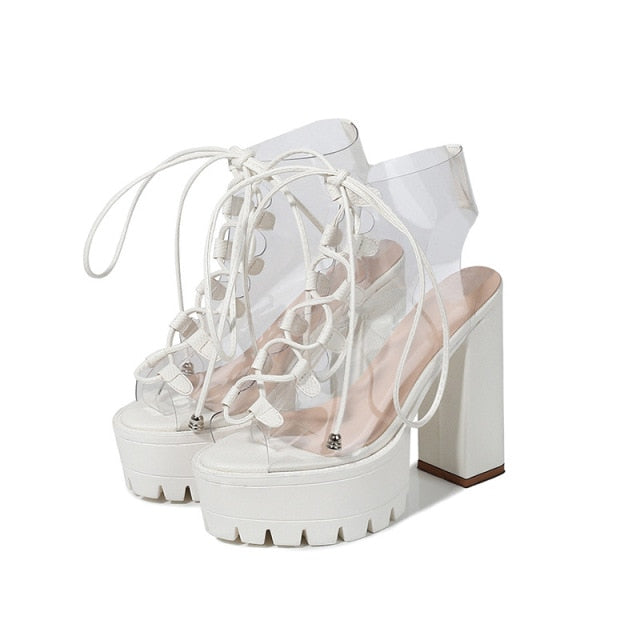 Platform Heels Women Pumps Transparent
