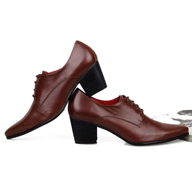 Mens Genuine Leather Pointed Toe Oxfords