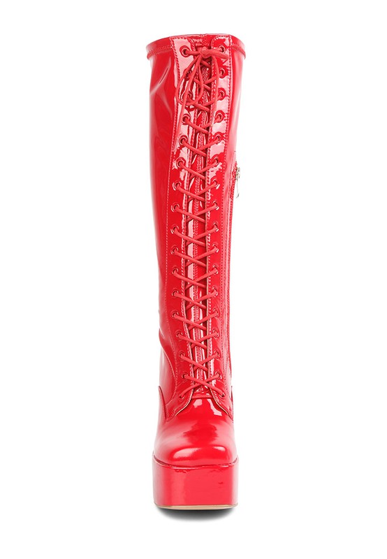 Snowflakes Patent  High Platform Calf Boots