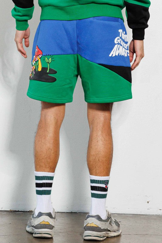 THINK GREEN CUT&SEW  GRAPHIC  SHORTS