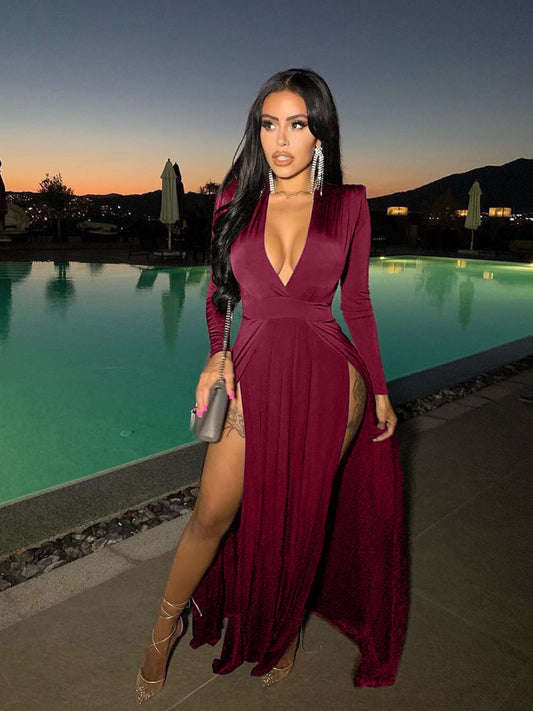 Slit Bossy Long Sleeve Dress