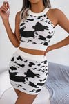 Printed Sleeveless Knit Top and Mini Skirt Set