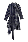 Plaid Print Fake Twopiece Asymmetrical Shirt Dress