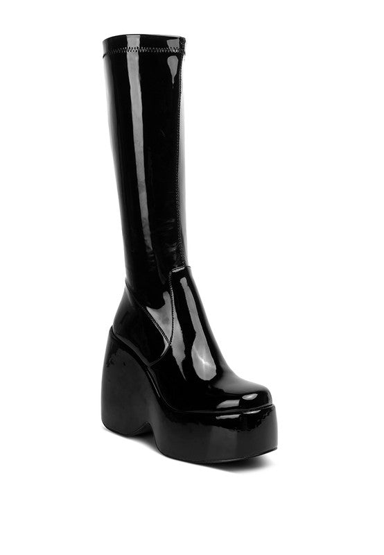 Dirty Dance Patent High Platfrom Calf Boots