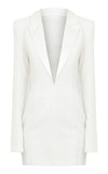 White Tailored Satin Lapel Blazer Dress