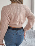 Twisted Cable-Knit V-Neck Sweater