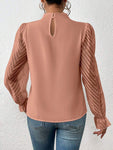 Mock Neck Flounce Sleeve Blouse