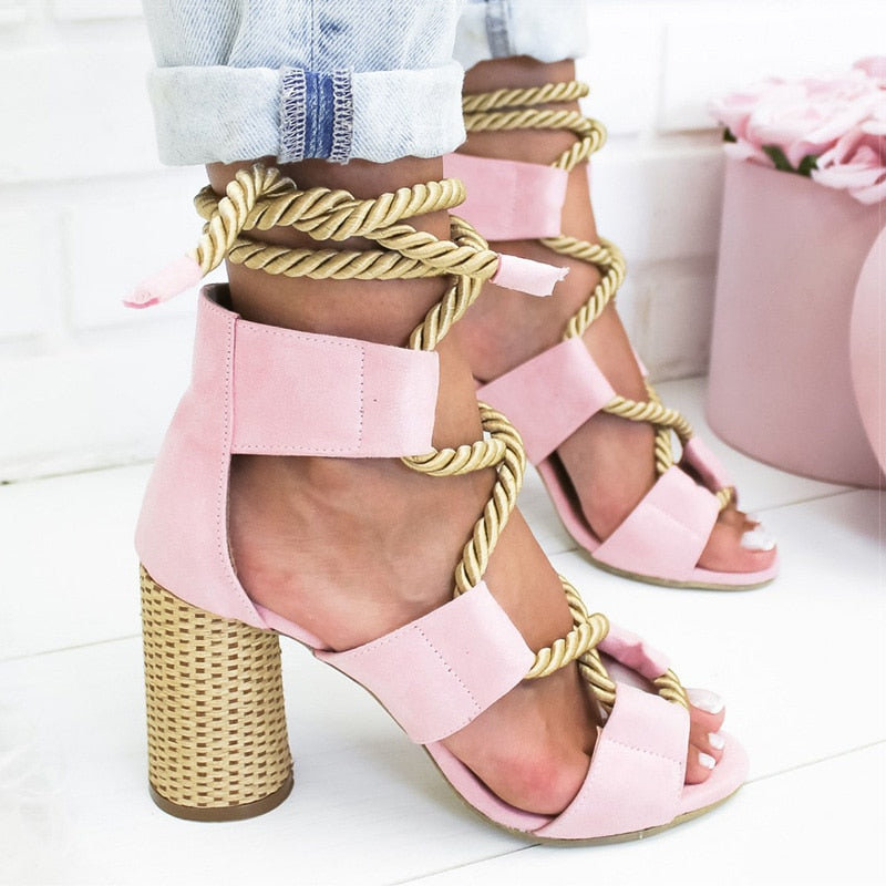 Women Colorful Lace Up high  Gladiator Sandals