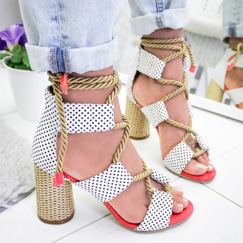 Women Colorful Lace Up high  Gladiator Sandals