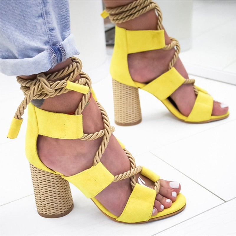 Women Colorful Lace Up high  Gladiator Sandals