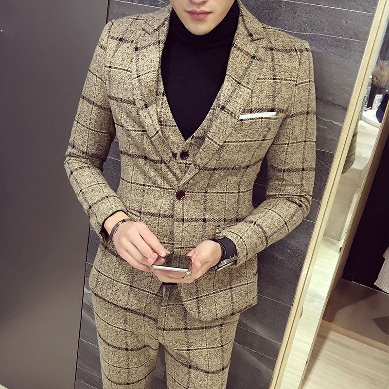 Plaid Cotton 3-Piece Suit