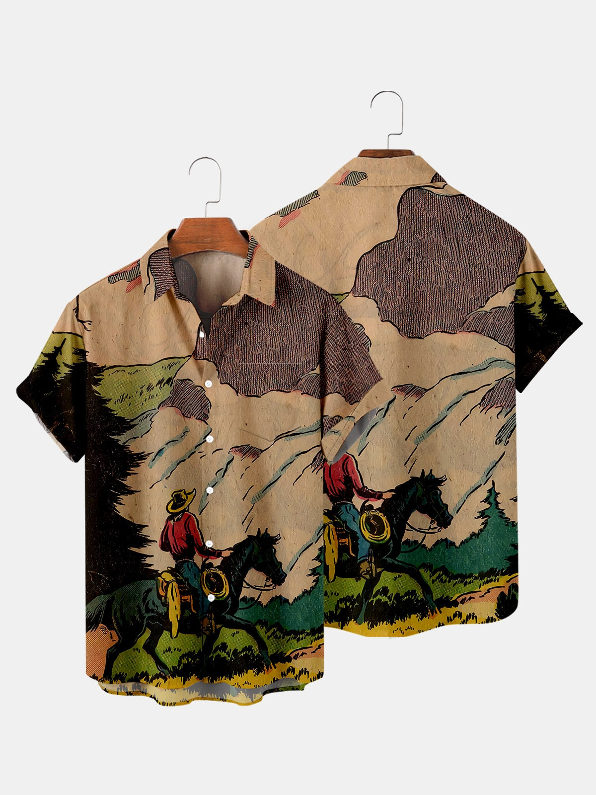 Vintage Western Cowboy Pattern Shirt