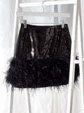 Sequin- Feather Mini Skirt