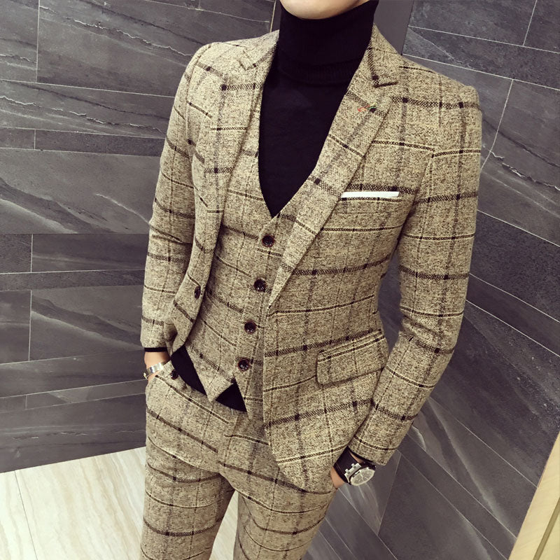 Plaid Cotton 3-Piece Suit