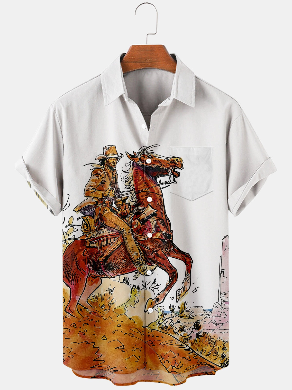 Vintage Western Cowboy Pattern Shirt