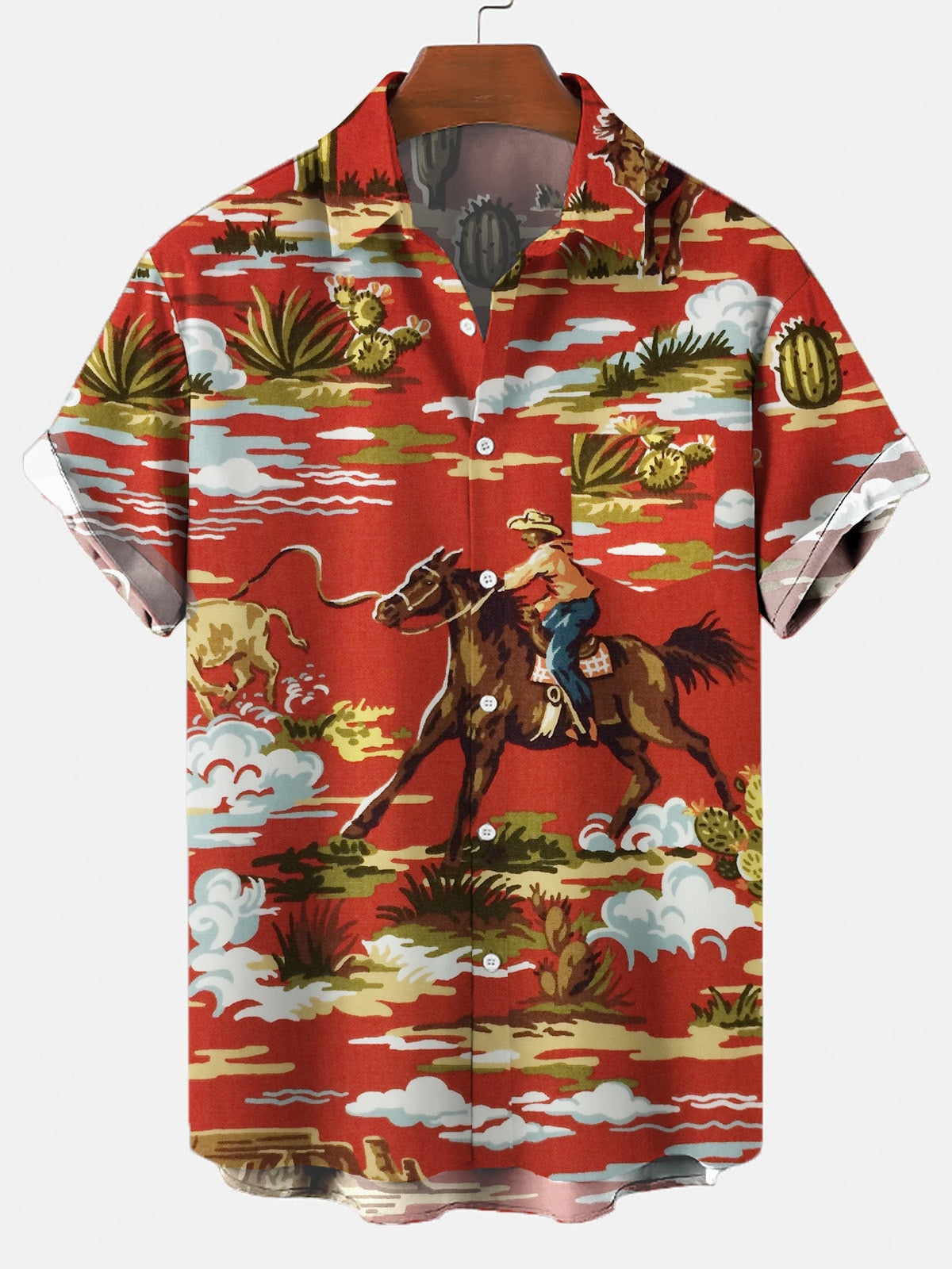 Vintage Western Cowboy Pattern Shirt