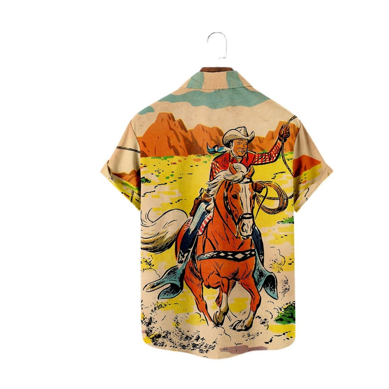 Vintage Western Cowboy Pattern Shirt