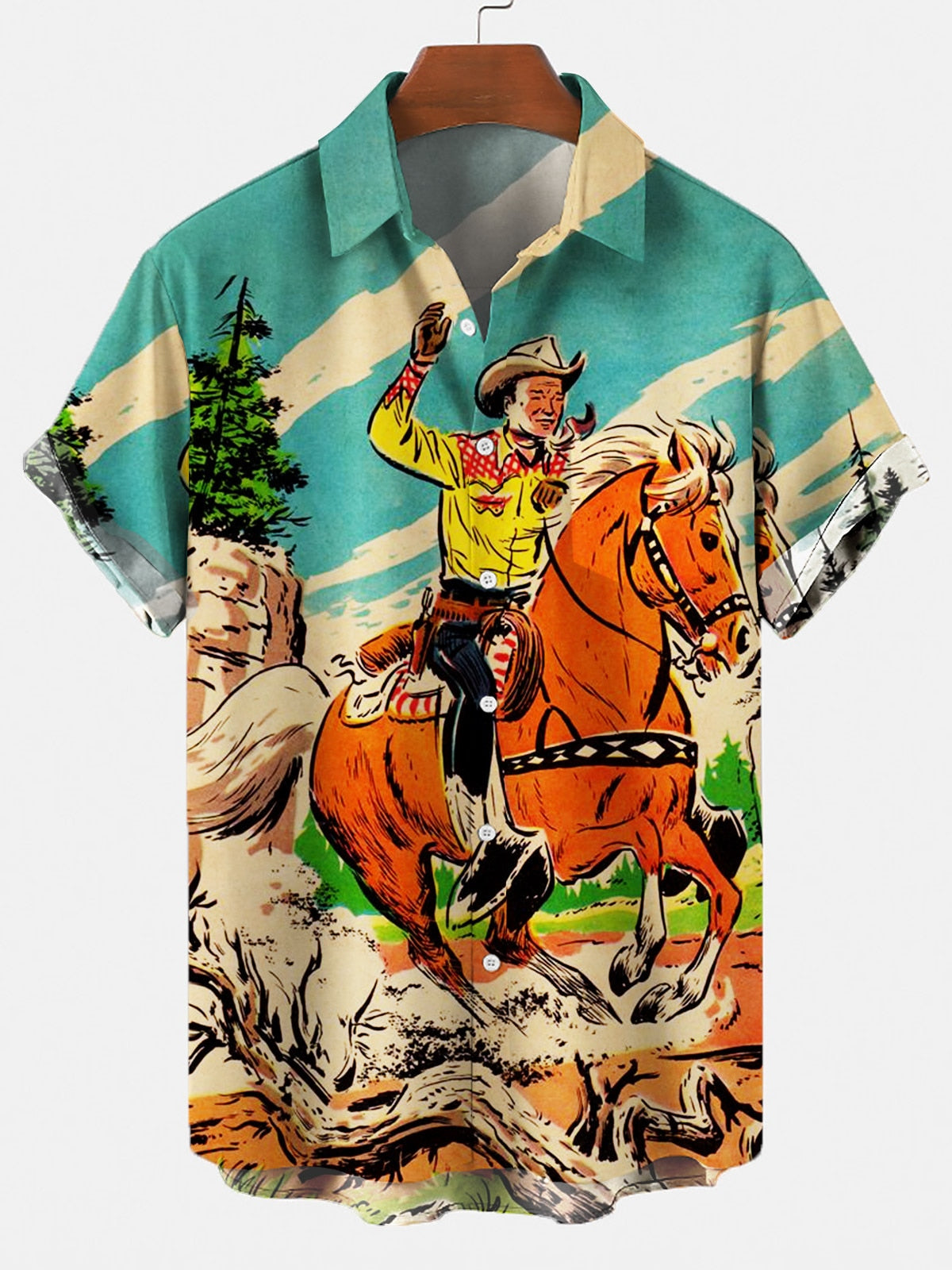 Vintage Western Cowboy Pattern Shirt