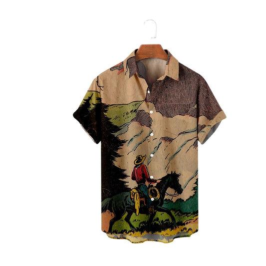 Vintage Western Cowboy Pattern Shirt