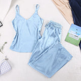 V Neck Camisole Silk Pajamas