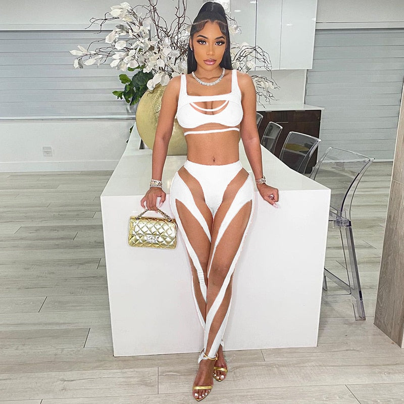 Sheer Mesh Cut Out 2 Piece Set