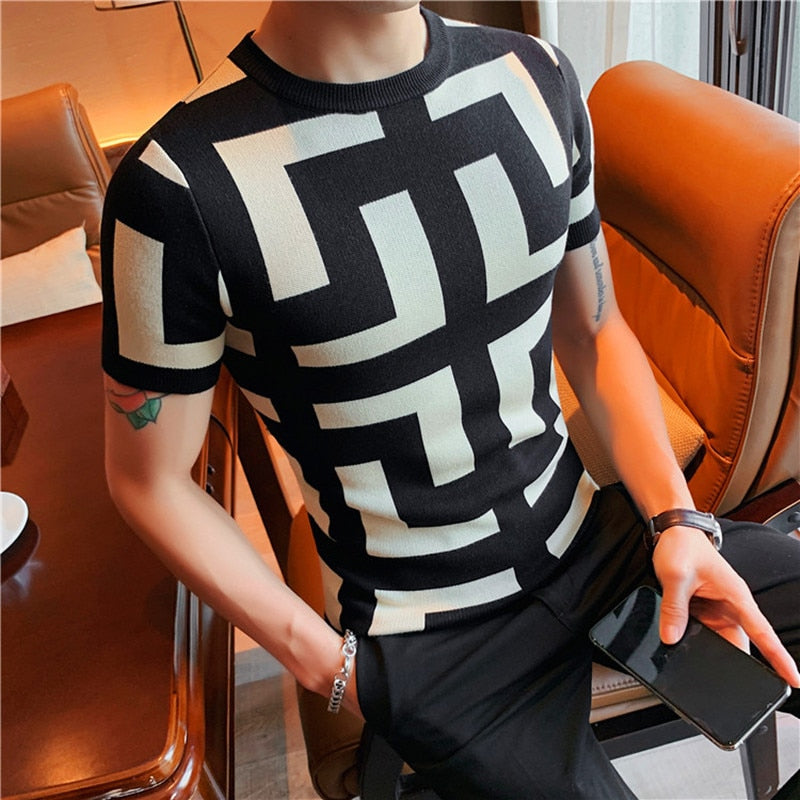 Short Sleeve Casual Knitted Pullover