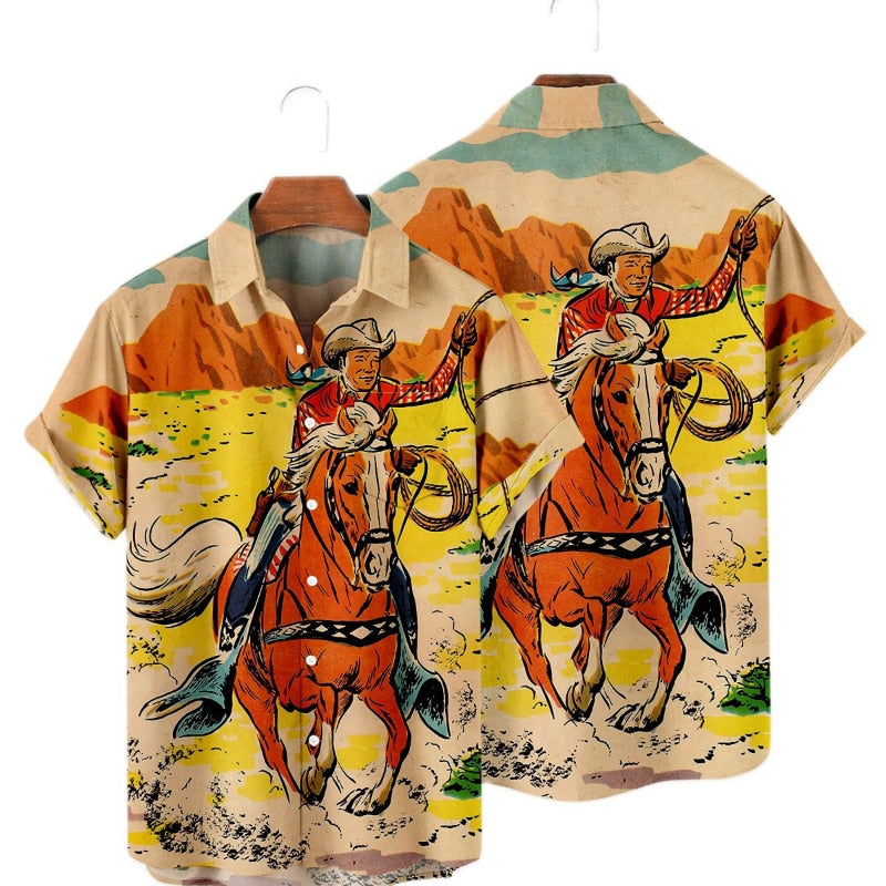 Vintage Western Cowboy Pattern Shirt