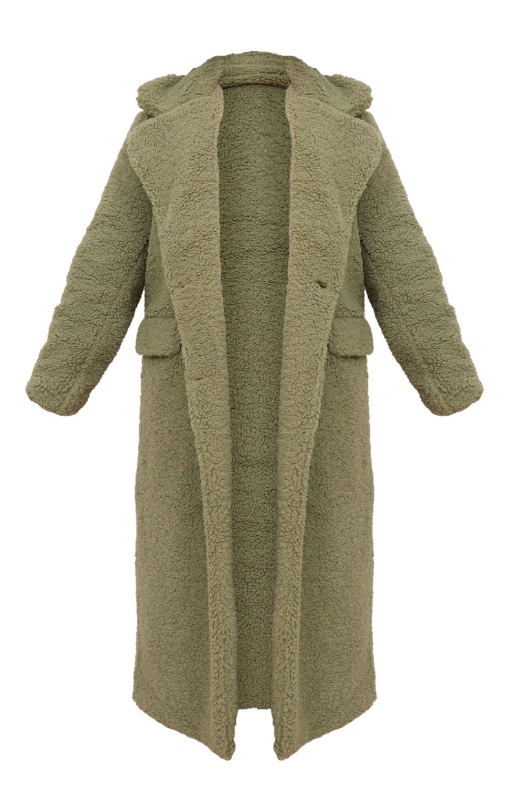 Petite Olive Longline Borg Coat