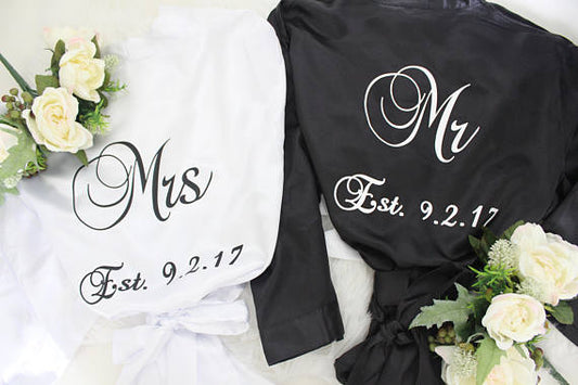 personalized Mr and Mrs pajamas Robe, Satin robe