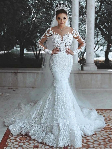 Sparkly Lace Wedding Dress Mermaid