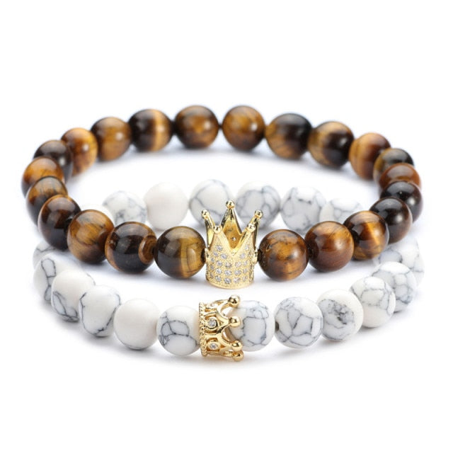 Natural Stone Beads Bracelets & Bangles King Queen