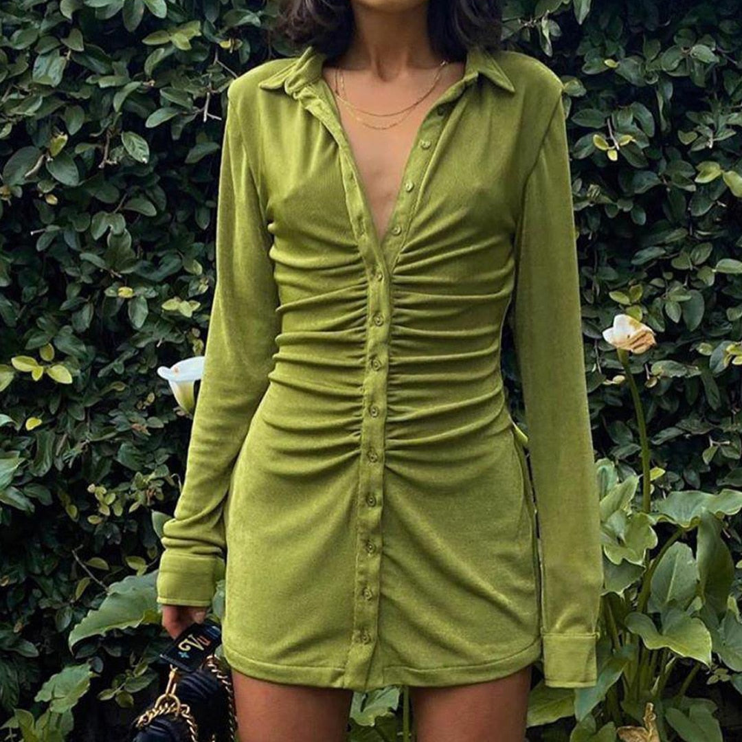 Sexy Mini Slim Dress Women Green