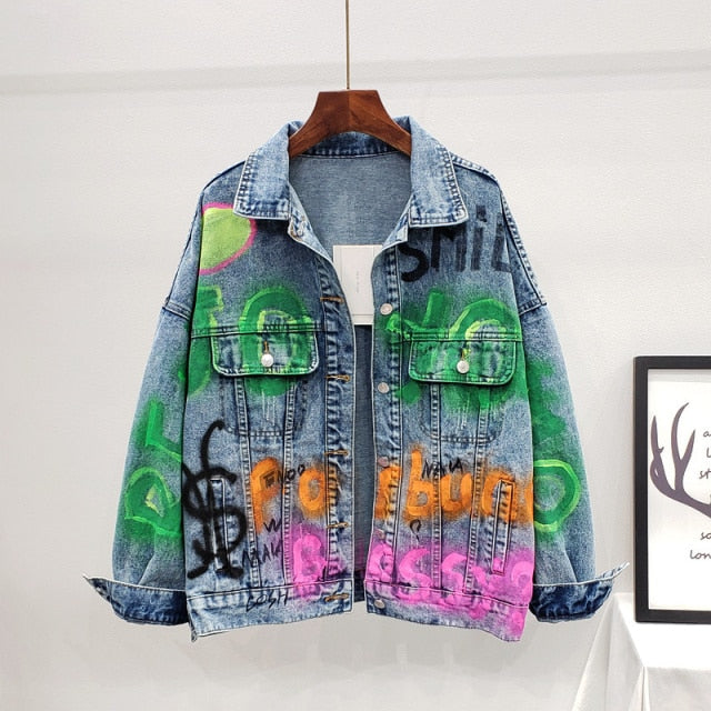 Sequins Cartoon Leopard Denim Jacket