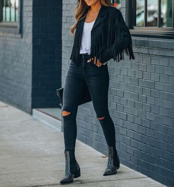 Fringed Bomber Jacket