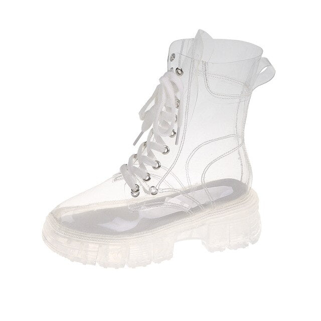 Transparent Platform Boots Waterproof