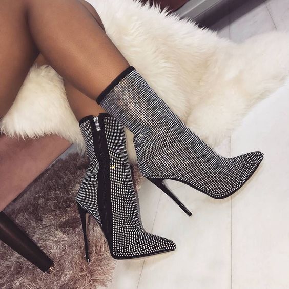 Rhinestone Ankle Boots