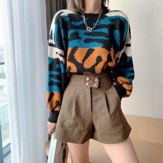 Leopard Patchwork Pullover